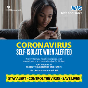 Coronavirus - self-isolate when alerted